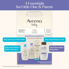 Aveeno Baby & Me Daily Bathtime Solutions Gift Set Includes Baby Wash, Shampoo,Calming Bath and Moisturizing Lotion - 4ct