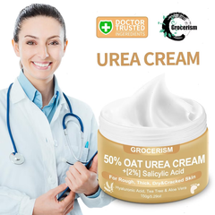 Grocerism 50% Oat Urea Cream+2% Salicylic Acid - Intensive Repair for Foot & Hand, Hydrates, Removes Calluses & Heals Cracked Heels - 5.29oz