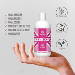 Fresh Kidz Girls Pink Body Wash - 16.9oz: Moisturizing, Aloe, Hypoallergenic, Vegan