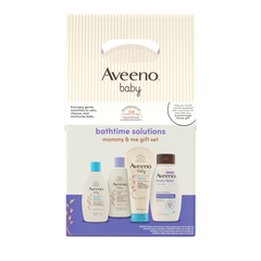 Aveeno Baby & Me Daily Bathtime Solutions Gift Set Includes Baby Wash, Shampoo,Calming Bath and Moisturizing Lotion - 4ct