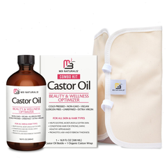Pure Castor Oil Pack Kit, Organic Castor Oil Cold Pressed Glass Bottle Adjustable Reusable Cotton Castor Oil Wrap for Detox Wellness, M3