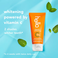 hello Vitamin C Teeth Whitening Toothpaste with Fluoride - Natural Peppermint - 4oz