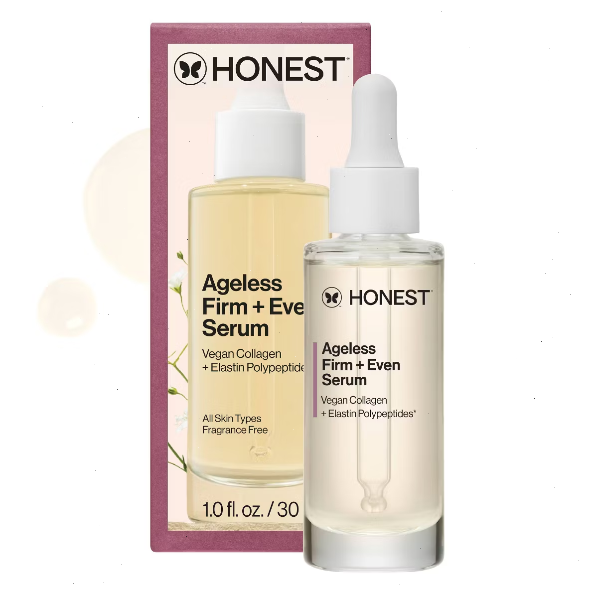 Honest Beauty Ageless Firm and Even Serum with Vegan Collagen and Niacinamide - Travel Size - 1 fl oz