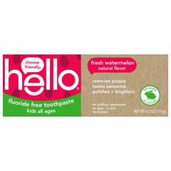 hello Kids' Fluoride Free Toothpaste - Watermelon - 4.2oz: Vegan, Gluten-Free, Aluminum-Free, Hydrated Silica Paste