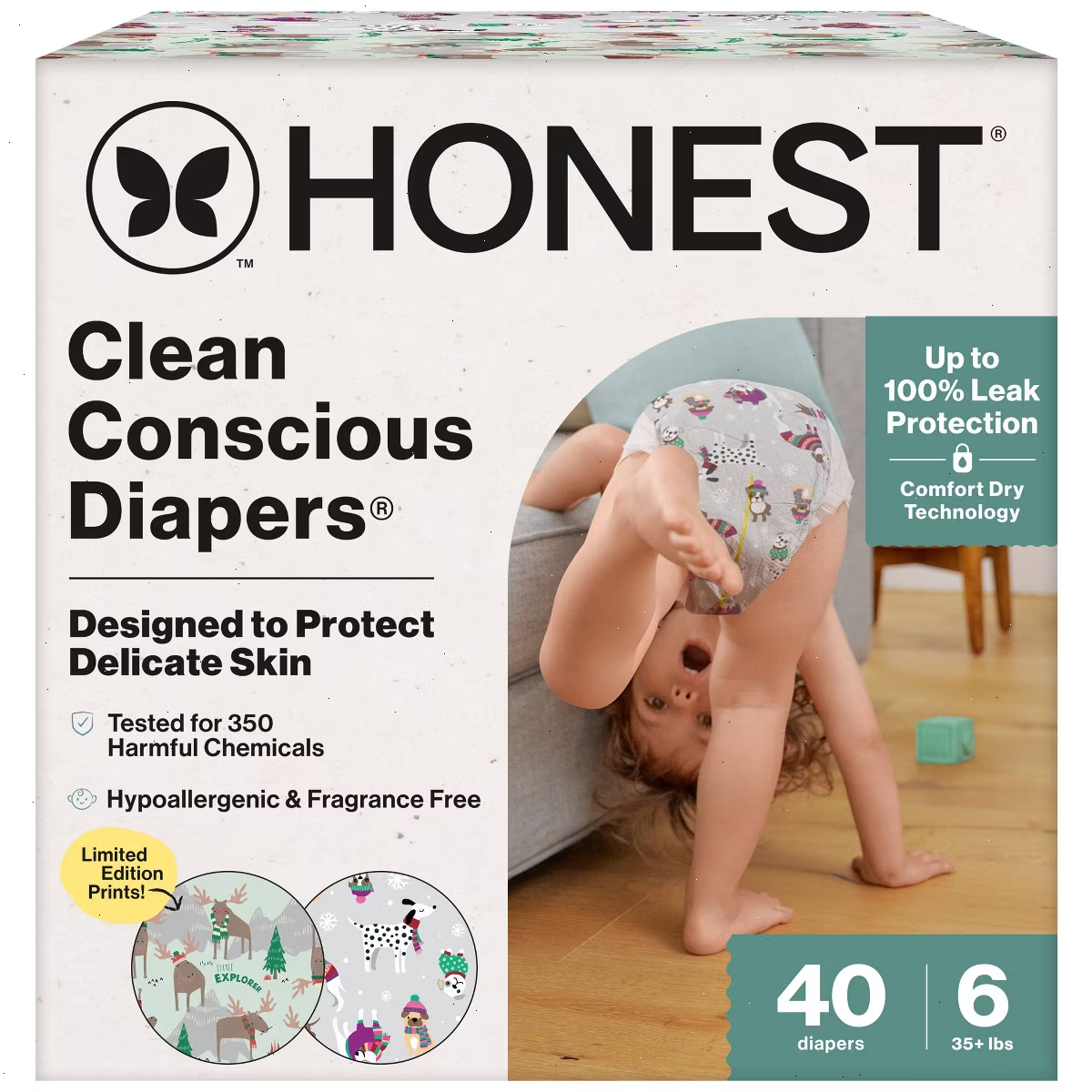 The Honest Company Clean Conscious Disposable Diapers Winter Wags & Adorably A-moosing
