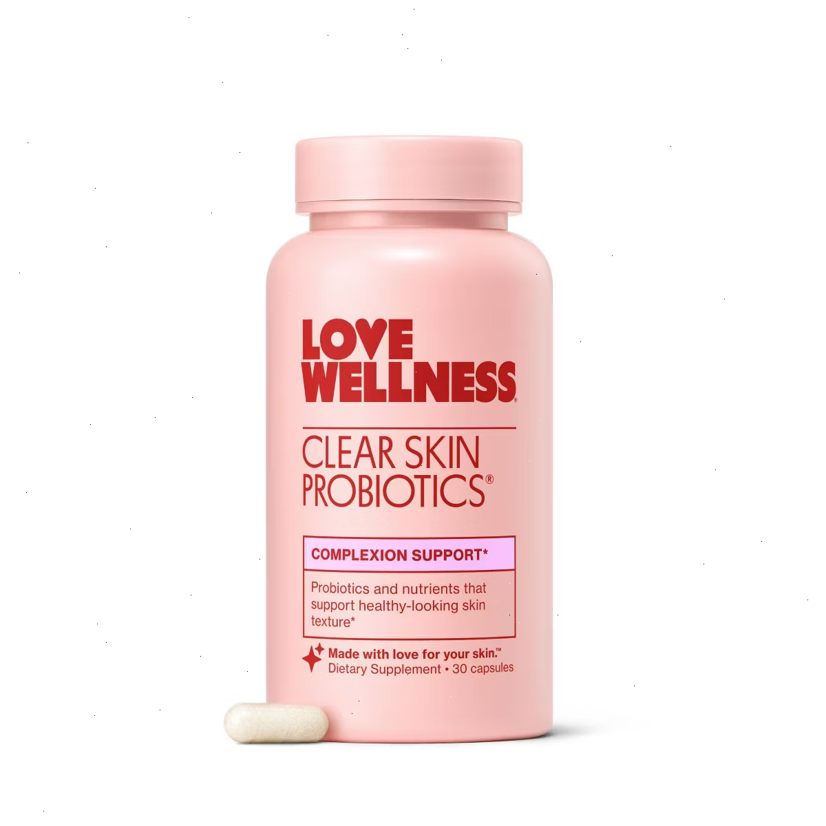 Love Wellness Clear Skin Probiotics for Clear and Healthy Skin - 30ct