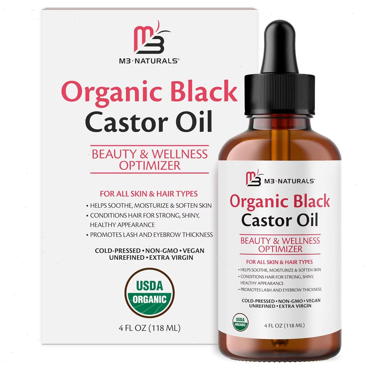 Pure Castor Oil Pack Kit, Organic Castor Oil Cold Pressed Glass Bottle Adjustable Reusable Cotton Castor Oil Wrap for Detox Wellness, M3