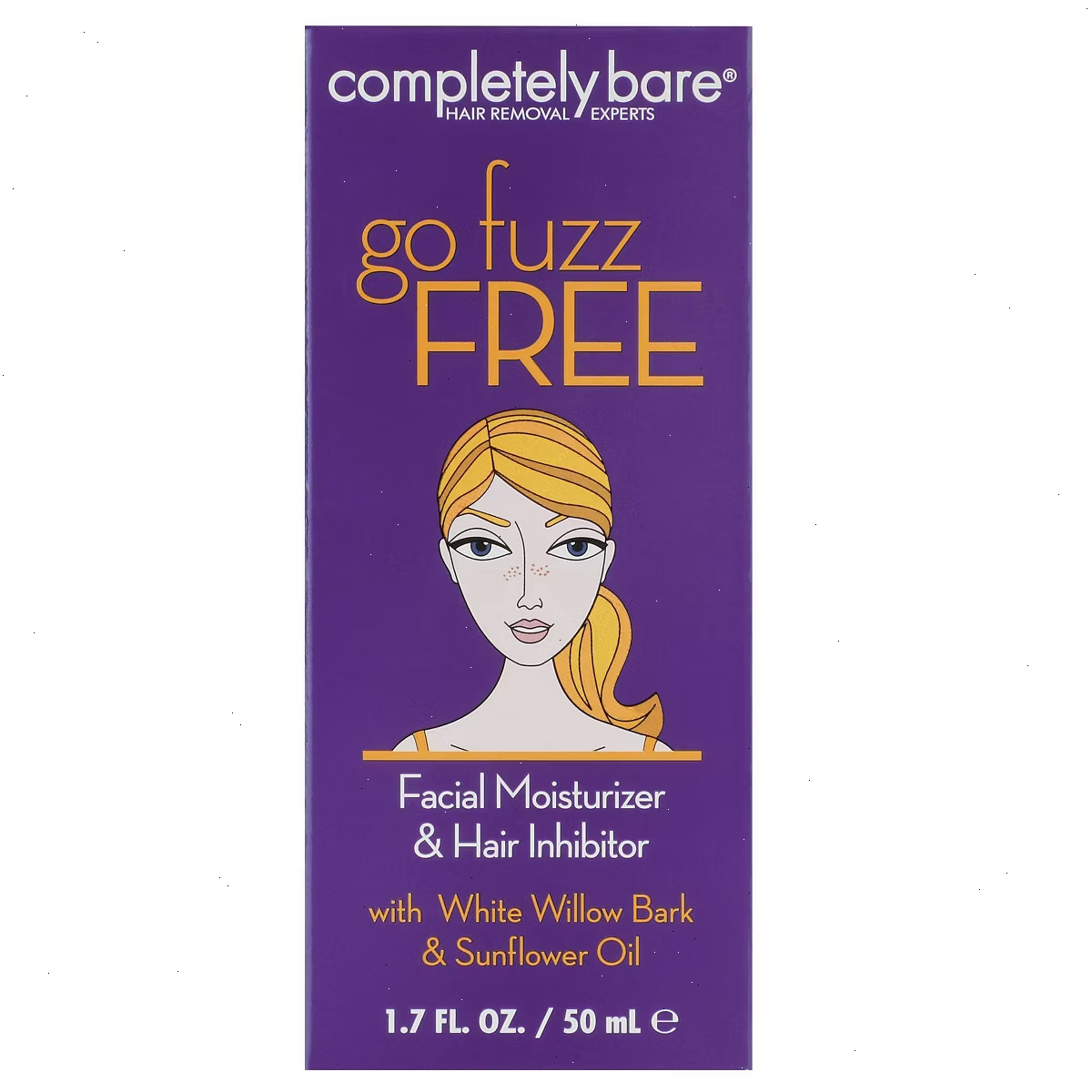 Completely Bare Go Fuzz Free Facial Moisturizer & Hair Inhibitor - 1.7 fl oz: Vegan, Unscented, Ethyl Alcohol-Free