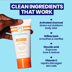 Megababe Happy Pits Detoxifying Underarm Mask - 3 fl oz