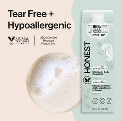 The Honest Company Sensitive Shampoo + Body Wash Refill - Fragrance Free - 32 fl oz