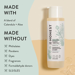 The Honest Company Sensitive Shampoo + Body Wash - Fragrance Free - 18 fl oz