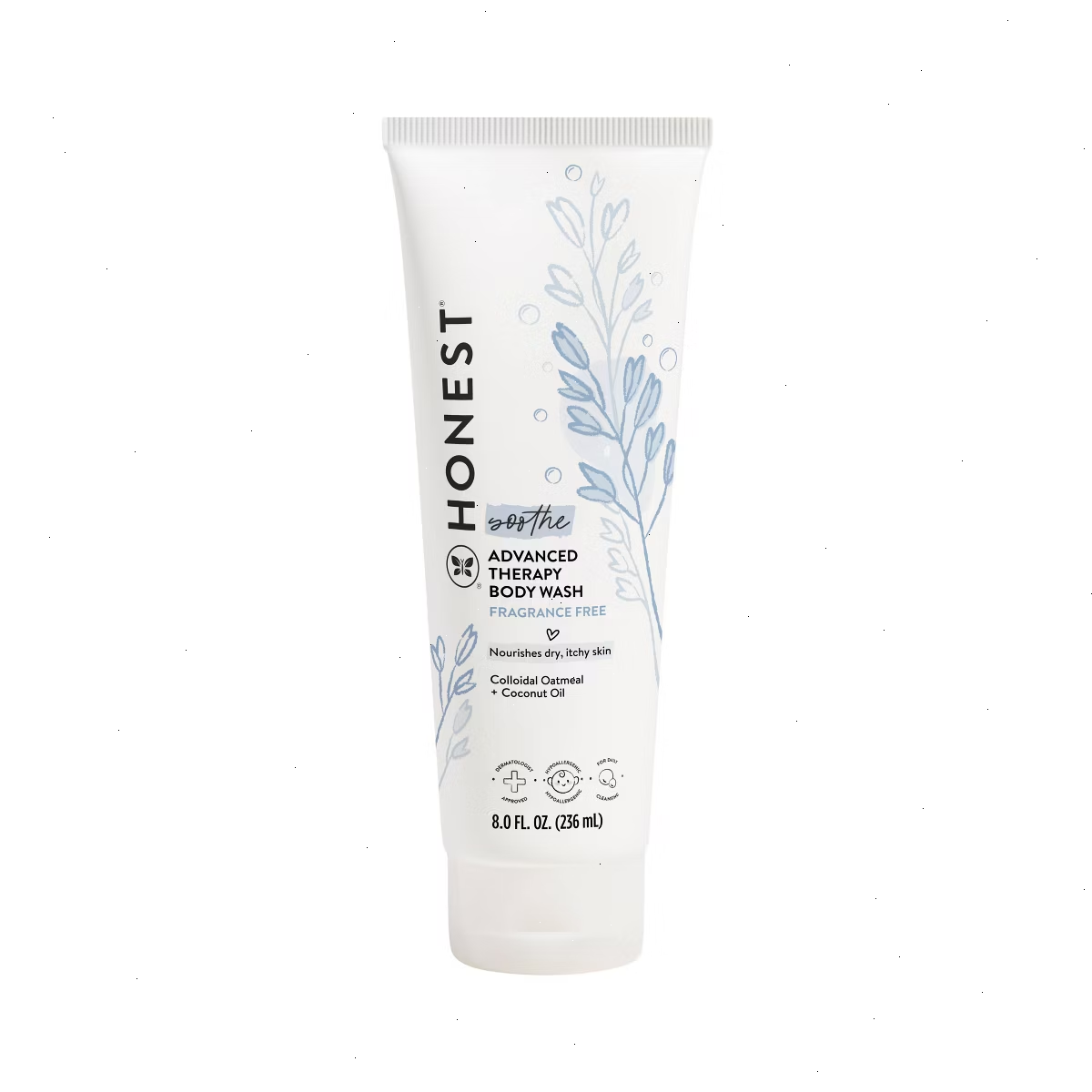 The Honest Company Soothe Fragrance Free Advanced Therapy Body Wash - 8.0 fl oz: Paraben-Free, Silicone-Free, Mineral Oil-Free