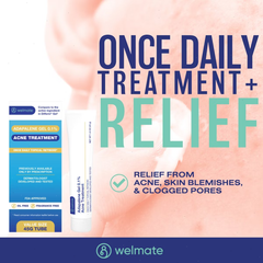 WELMATE Adapalene Gel 0.1% - Acne Treatment, Daily Topical Skincare, Pimple & Acne Cream, Oil & Fragrance Free, Dermatologist Tested 1.6oz 2 PACK
