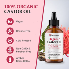 Pure Castor Oil Pack Kit, Organic Castor Oil Cold Pressed Glass Bottle Adjustable Reusable Cotton Castor Oil Wrap for Detox Wellness, M3
