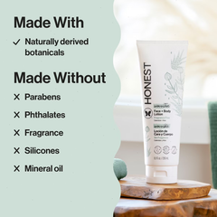 The Honest Company Sensitive Face + Body Lotion Fragrance Free - 8.5 fl oz: Moisturizing, Dye-Free, Paraben-Free, Silicone-Free