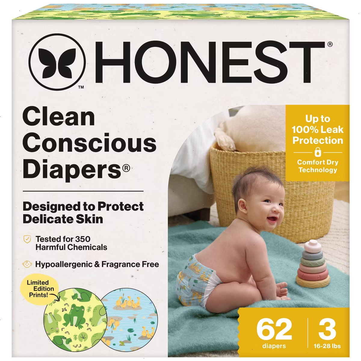 The Honest Company Clean Conscious Diapers UR Ribbiting & Waddle It Be