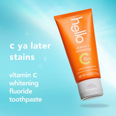 hello Vitamin C Teeth Whitening Toothpaste with Fluoride - Natural Peppermint - 4oz
