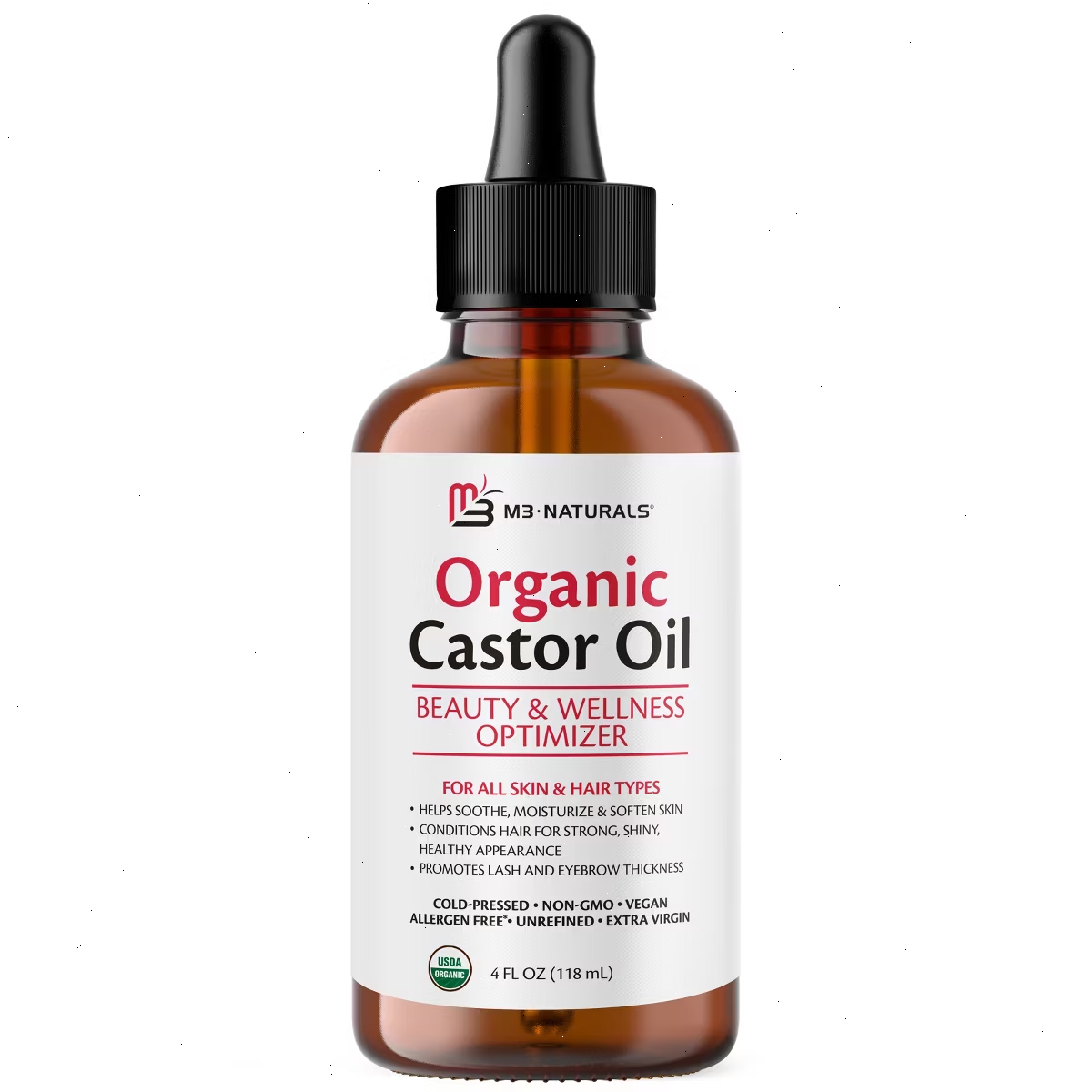 Pure Castor Oil Pack Kit, Organic Castor Oil Cold Pressed Glass Bottle Adjustable Reusable Cotton Castor Oil Wrap for Detox Wellness, M3