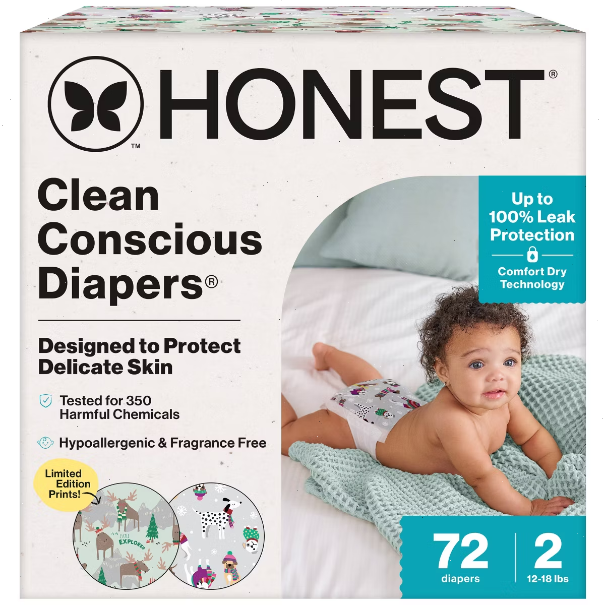 The Honest Company Clean Conscious Disposable Diapers Winter Wags & Adorably A-moosing
