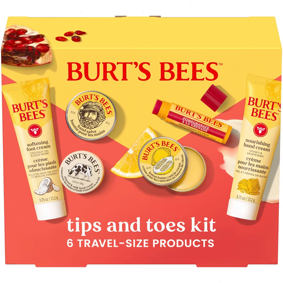 Burt's Bees Tips and Toes Kit - 6ct: Softening, Nourishing, Paraben-Free, Foot Lotion, Lemon & Coconut Scents